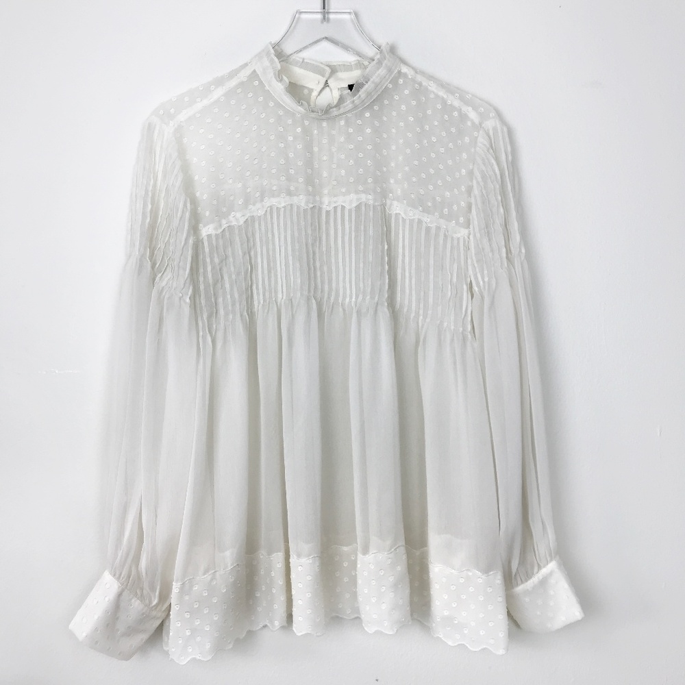 Ann Taylor| Chiffon Sheer Mock Neck Blouse (XL)